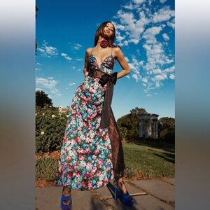 For Love And Lemons Floral Maxi Dress - Blue and Pink